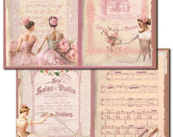 May include: A vintage-style journal kit with a ballet theme. The kit includes images of ballerinas, sheet music, and a title card that reads "Emma Parrish Ballet".