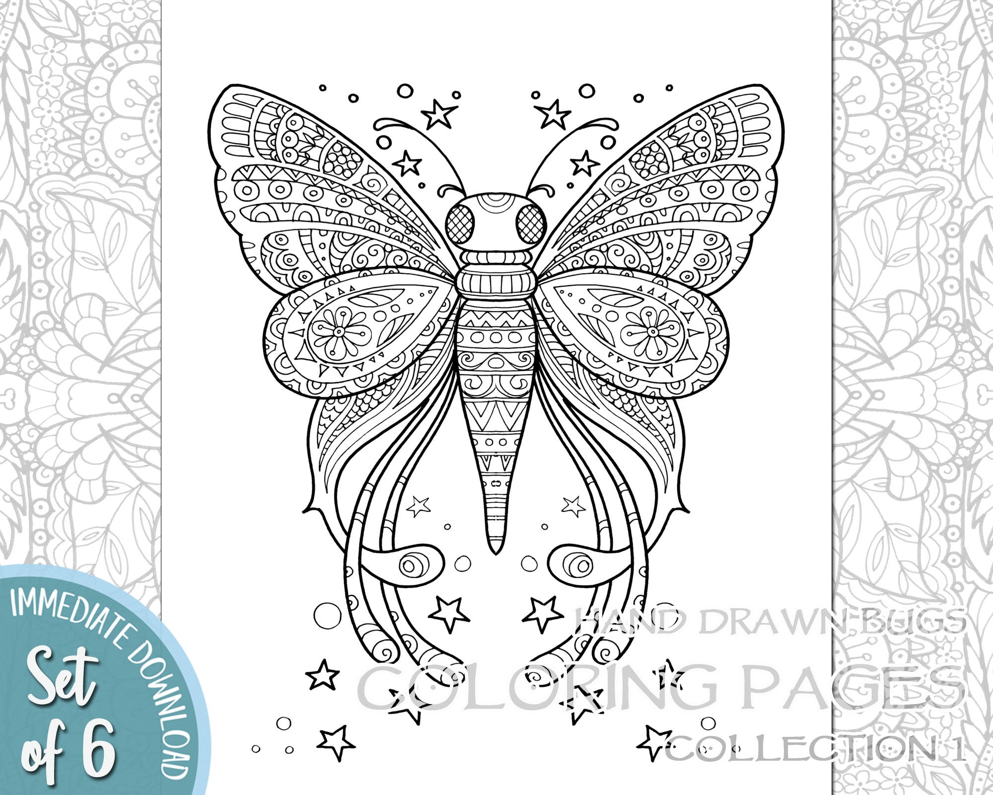 Adult Coloring Book Bugs Colouring Page Bug Printable Pages | Etsy