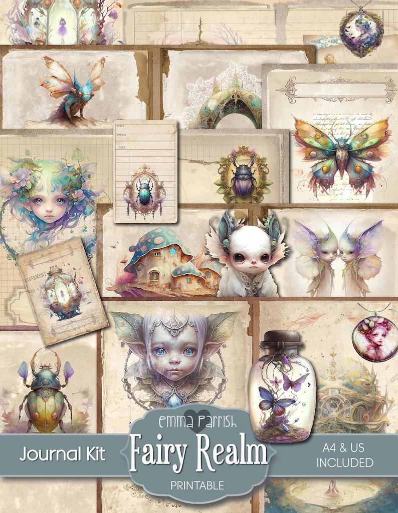 Fairy Junk Journal Kit, Printable, Fairy Fantasy, Fairies, Digital ...