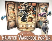 Haunted Wardrobe Pop Up Card Printable, Halloween Card, Junk Journal Insert, Digital Download, Spooky Cute, Cricut Tested, Video Tutorial