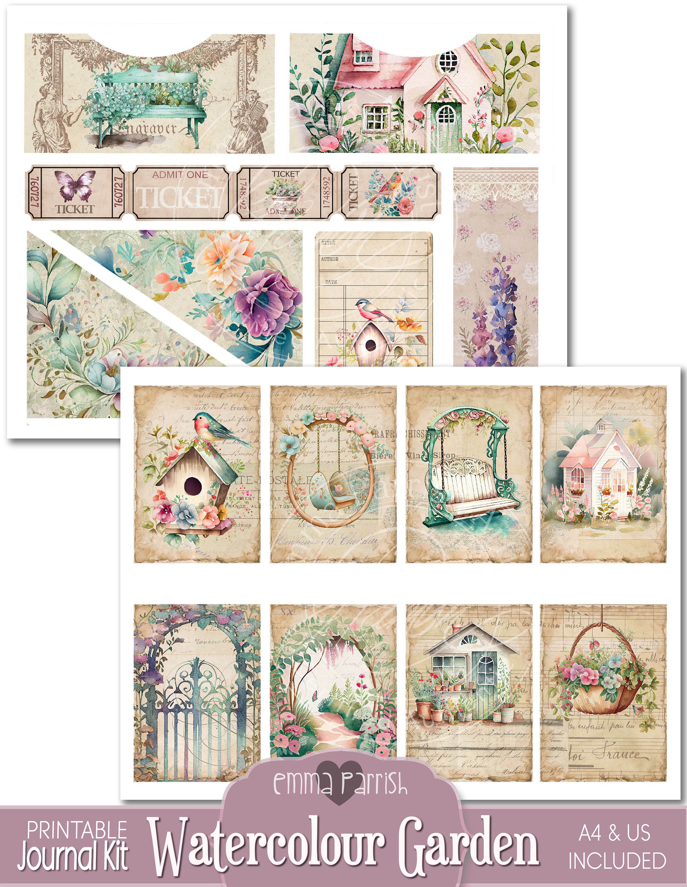 Cottage Garden Junk Journal Kit, Cottagecore Journal Printable Pages ...