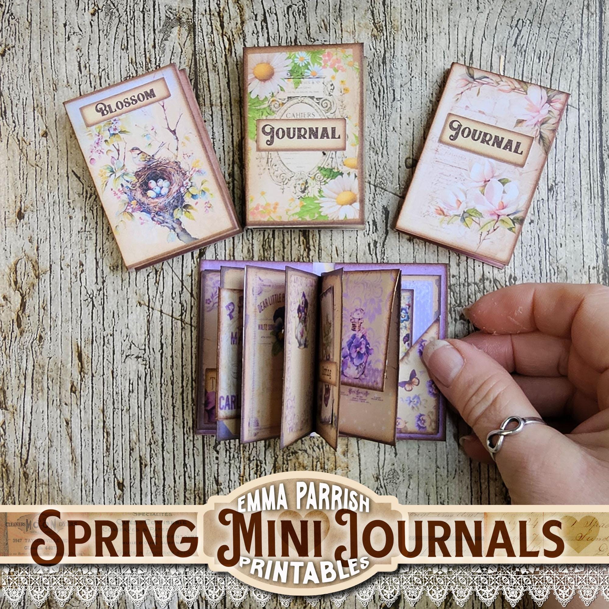 Mini Journal Back Printable Set of 4 Mini Spring Junk Journal Printables – Easter Floral Mini Books ...
