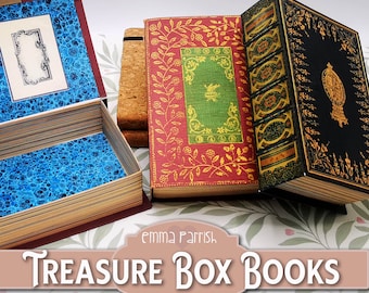 Printable Treasure Box Books, Antique Book Box, Faux Book, Papercraft, Gift Boxes, Jewelry Box, Ephemera Storage, Video Tutorial, Set of 3