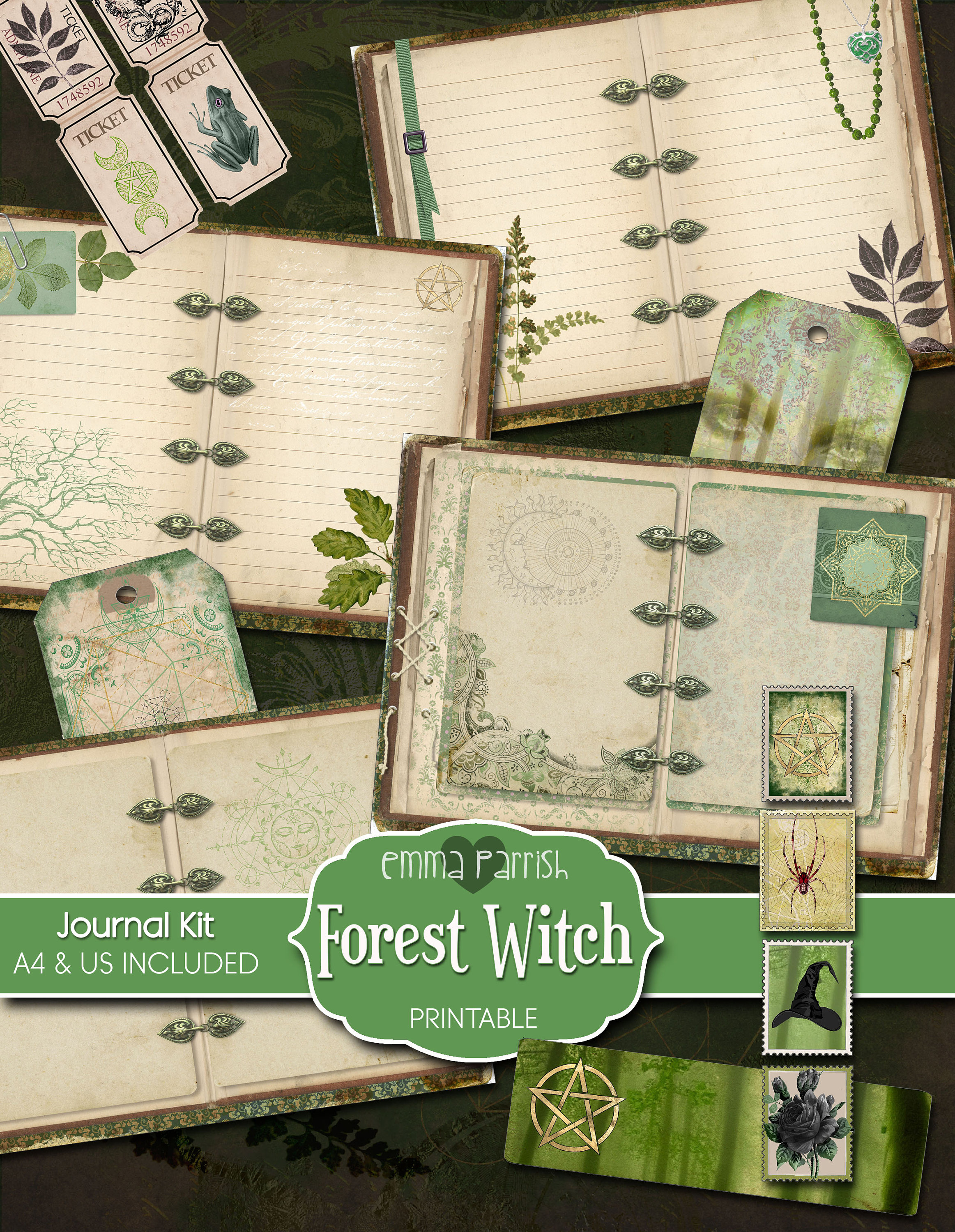 Witch Journal Junk Journal Printable Kit Forest - Etsy