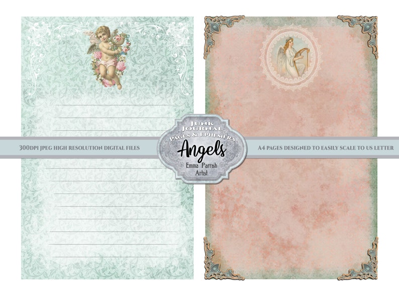 Angel Junk Journal Printable Kit, Religious, Spiritual, Peach Pink Blue ...