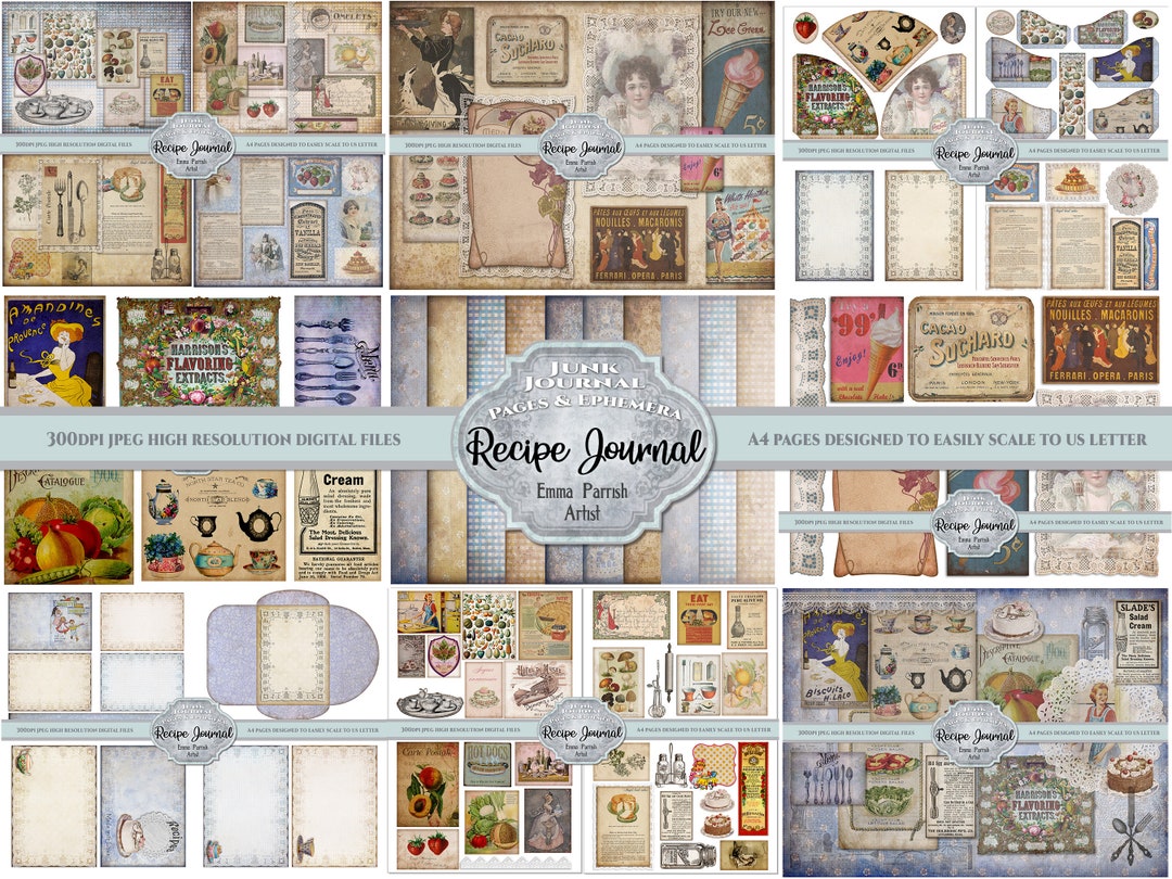 Printable Journal, Craft Junk Journal, Art Hobby Journal, Instant Download,  Digital Collage Sheets, Scrapbook Journal, Vintage 001038 