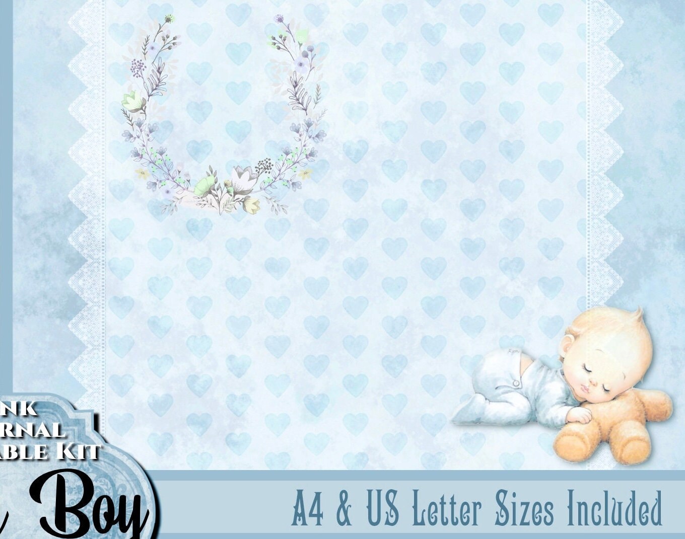 Baby Boy Junk Journal Printable Digital Download Kit New Baby Etsy