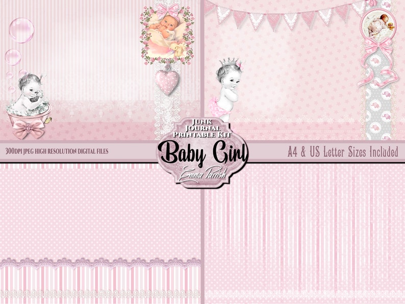 Baby Girl Junk Journal Printable Digital Download Kit New Etsy