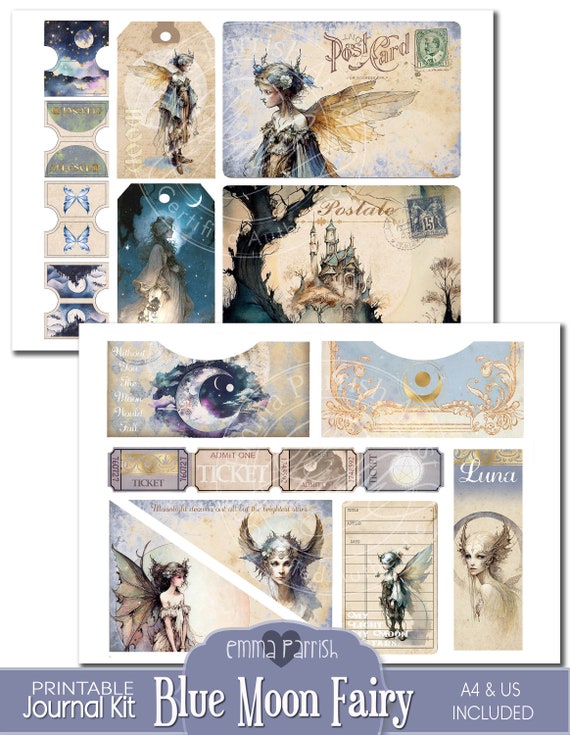 Blue Moon Fairy Junk Journal Kit, Printable, Fairy Magic, Fantasy, Fairies,  Digital Paper Pack, Download, Scrapbook, Journaling Supplies -  Sweden