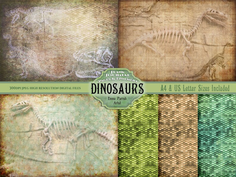 Dinosaur Junk Journal Printable Kit Boys Dinosaur Book Boys Etsy