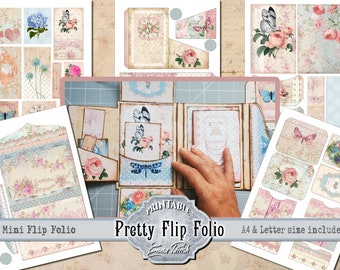 Shabby Folio, Pretty Journal Pocket, Loaded Envelope, Junk Journal Kit, Printable, Ephemera, Card, Portfolio, Insert, Scrapbook, Download