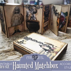 Haunted Matchbox Journal Kit, Gothic Printable Mini Journal, Ephemera, Spooky, Horror, Ghost, Witch, Pagan, Victorian Vintage Curiosity