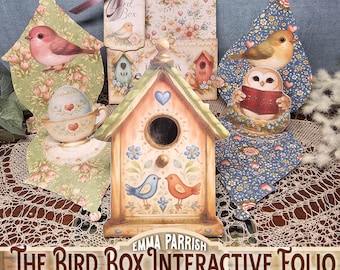 Bird Box Printable Junk Journal Kit, Interactive Folio Mini Album, Birdhouse Ephemera, Cottagecore Paper Craft, Instant Download