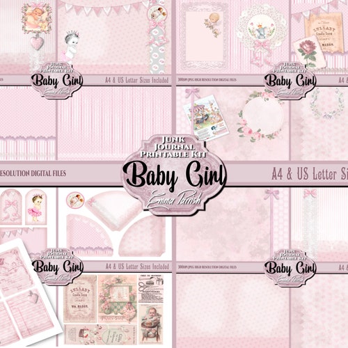 Vintage Baby Girl Junk Journal Baby Digital Ephemera Etsy