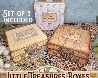 Little Trinket Box, Printable Digital Download JPEG, Cricut & Hand-Cut Papercraft, 3D Treasure Box, Set of 3