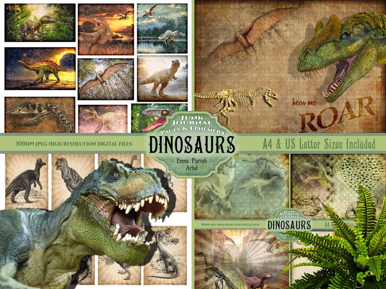 Dinosaur Junk Journal Printable Kit Boys Dinosaur Book Boys | Etsy