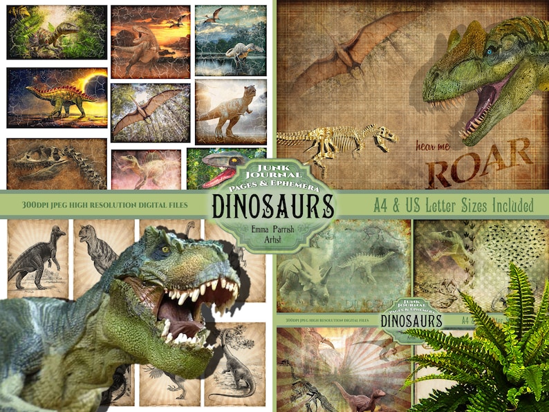 Dinosaur Junk Journal Printable Kit Boys Dinosaur Book Boys Etsy
