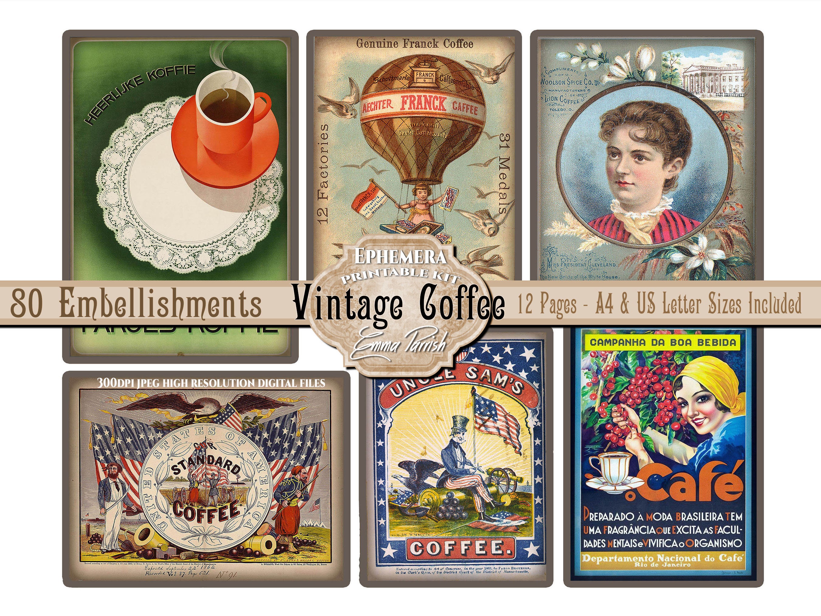 Coffee Junk Journal Printable Ephemera Coffee Embellishments - Etsy