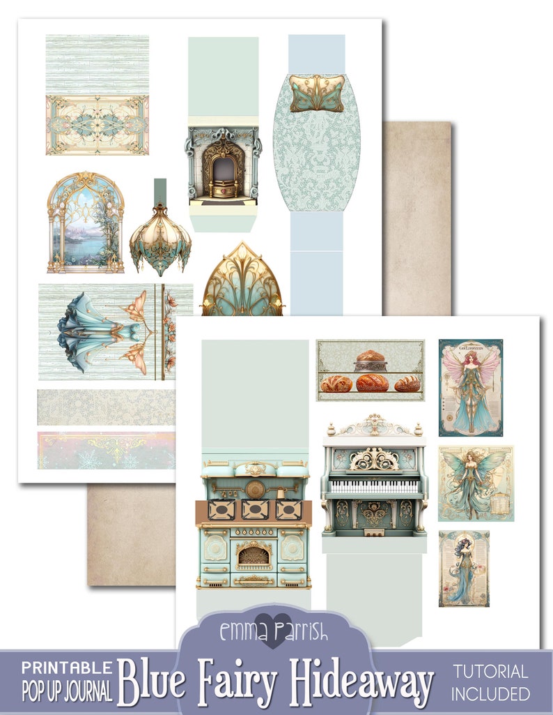 Puede incluir: Kit de diario emergente imprimible con un escondite de hadas azul. El kit incluye una variedad de piezas recortables para crear una casa de hadas caprichosa, que incluye una chimenea, una cama, un piano y una estufa. El kit tambi&eacute;n incluye un tutorial.