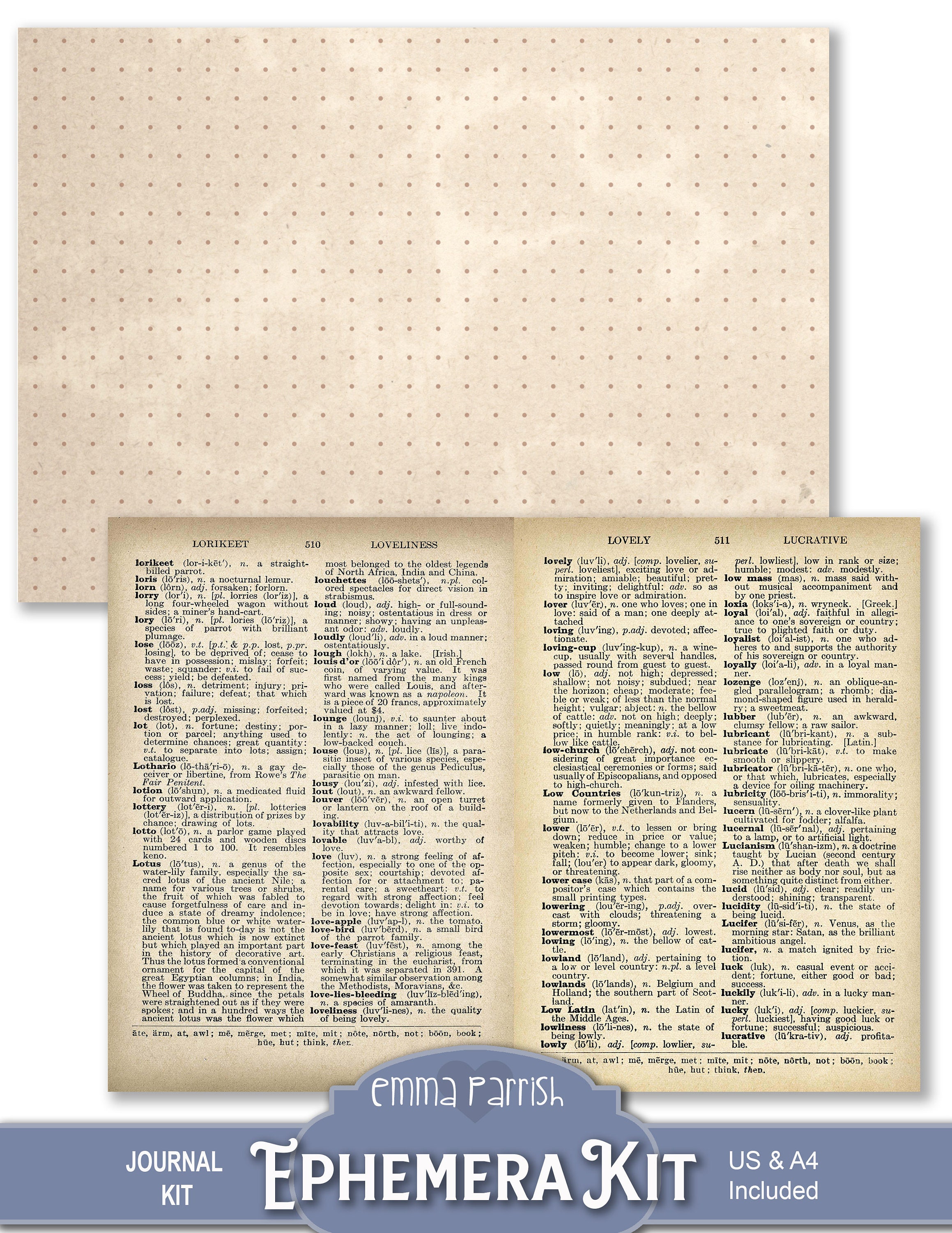 Vintage Printable Ephemera Pack, Scraps, Junk Journal Kit Add On, Aged ...