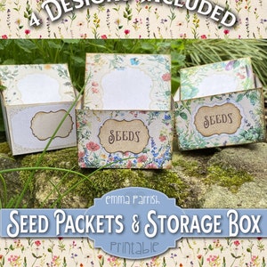 Seed Envelopes & Storage Box Printable, Junk Journal Ephemera Storage, Vegetable Herb Flower Seed Packet Organizer, Gardeners Gift image 6