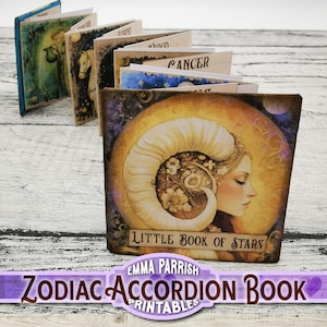 Accordion Fold Mini Zodiac Birthday Book Printable, Astrology Junk Journal Papercraft, Digital Download, Papercraft Gift