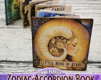 Accordion Fold Mini Zodiac Birthday Book Printable, Astrology Junk Journal Papercraft, Digital Download, Papercraft Gift