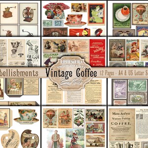 Coffee Junk Journal Printable Ephemera, Coffee Embellishments, Digital ...