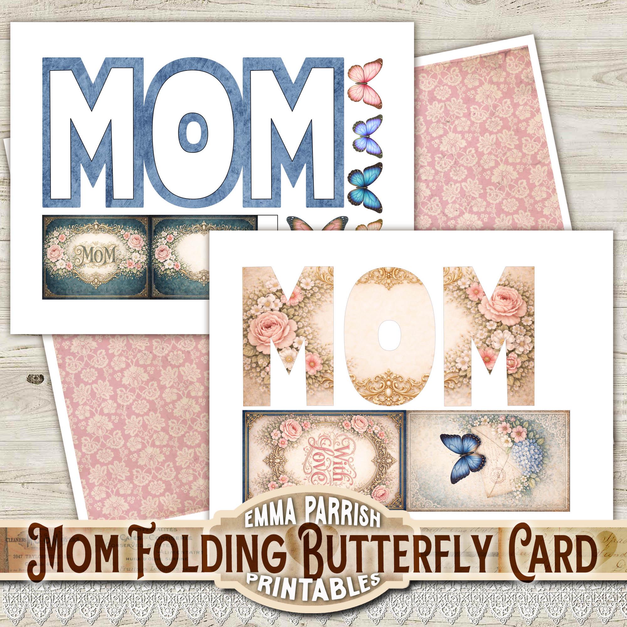 Mom Pop up Card Printable – Mother’s Day Folding Card, Butterfly Pop up ...
