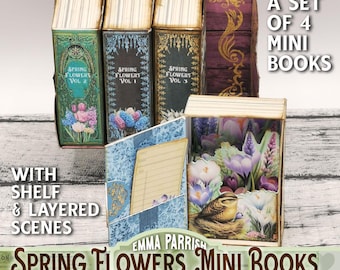 Spring Mini Book Printable Kit with Shelf, Mini Box, Flowers, Gift Box, Pop Up, Cricut, Junk Journal Papercrafts, Video Tutorial