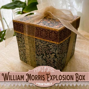 William Morris Explosion Box, Gift Box Printable, Christmas Handmade Gift Packaging, DIY Gift Ideas, Junk Journal, Papercraft, Card Making