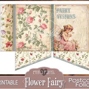 Flower Fairy Printable Postcards Folio, Fairies Junk Journaling Cards ...