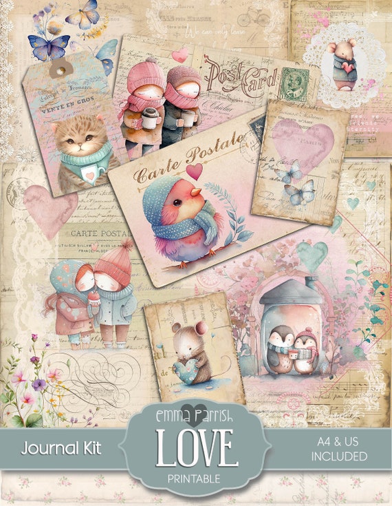 Love Junk Journal Kit, Cute, Pink, Watercolor, Fairy, Pastel, Vintage, Animals, Birds, Digital, Printable, Cute Hygge, Cards - Etsy Love Junk Journal Kit, Cute, Pink, Watercolor, Fairy, Pastel, Vintage, Animals, Birds, Digital, Printable, Cute Hygge, Cards - Etsy