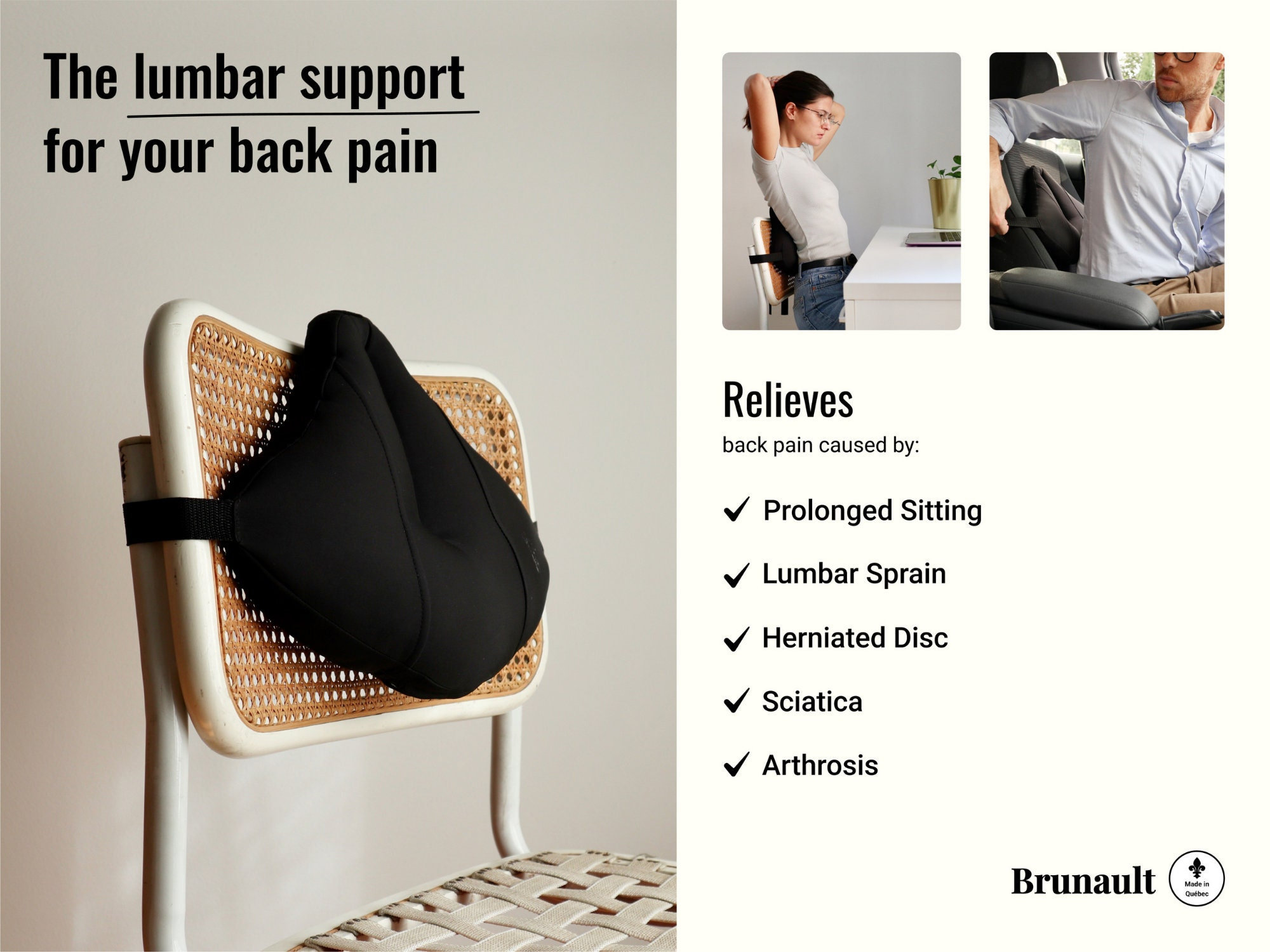 Polyester Car Back Pain Relief Lower Back Support for Chair Back