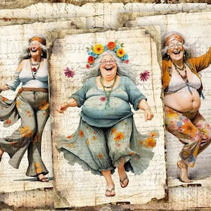 funny boho ladies printable ephemera. DigitalFit Etsy Store: https://www.etsy.com/shop/DigitalFit