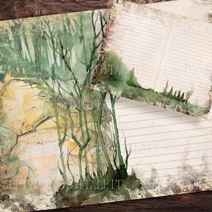 Kit de diário digital Deer Forest, 10 páginas de diário de lixo, papel para impressão, PDF