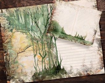 Kit de diario digital Deer Forest, 10 páginas de diario basura, papel imprimible, PDF