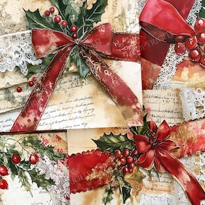 Páginas de diario basura navideñas, 12 páginas de encaje, 8,5 x 11, descarga instantánea, PDF, ZIP