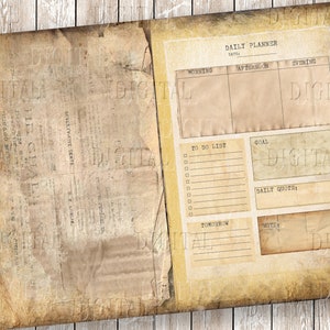 Simple Undated Digital Planner & Planner Covers, Vintage Printable Planner Templates,  PDF