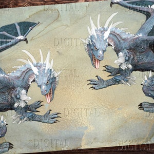 Dragon Junk Journal Kit, Printable Dragon Paper Pack, 19 Pages, Dragons Gift, PDF