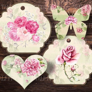 Diário de Junk para Imprimir de Dia dos Namorados, Floral, Pássaros, Amor, Coração Ephemera, 30 Etiquetas, Rótulos