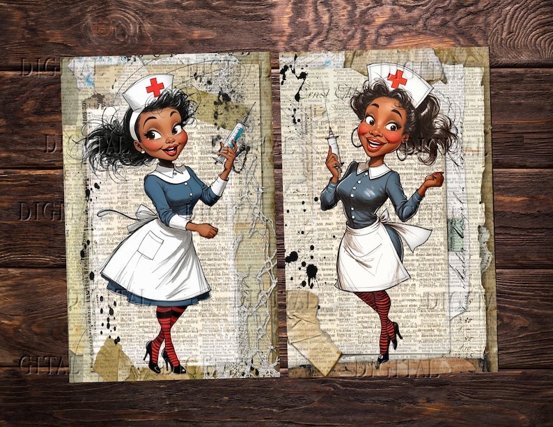 Printable vintage nurse ephemera for junk journals, scrapbooks, altered books, card making, and paper crafting.  DigitalFit Etsy Store: https://www.etsy.com/shop/DigitalFit