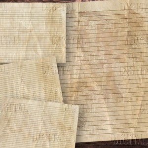 Met koffie beklede blanco pagina's met grunge, koffiegekleurd afdrukbaar dagboekpapier, 10 liggende digitale dagboeken, pdf