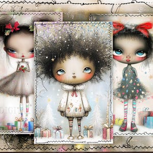 Weihnachten Afroamerikanermädchen, Geschenke für Mädchen, 22 entzückende Kinder, Kartenherstellung, Junk Journaling, Scrapbooking, 5,5 "x 8,5", PDF