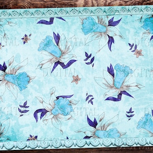 Blue Printable Junk Journal Paper, Shabby Blue Paper, Blue Scrapbook Paper,  PDF