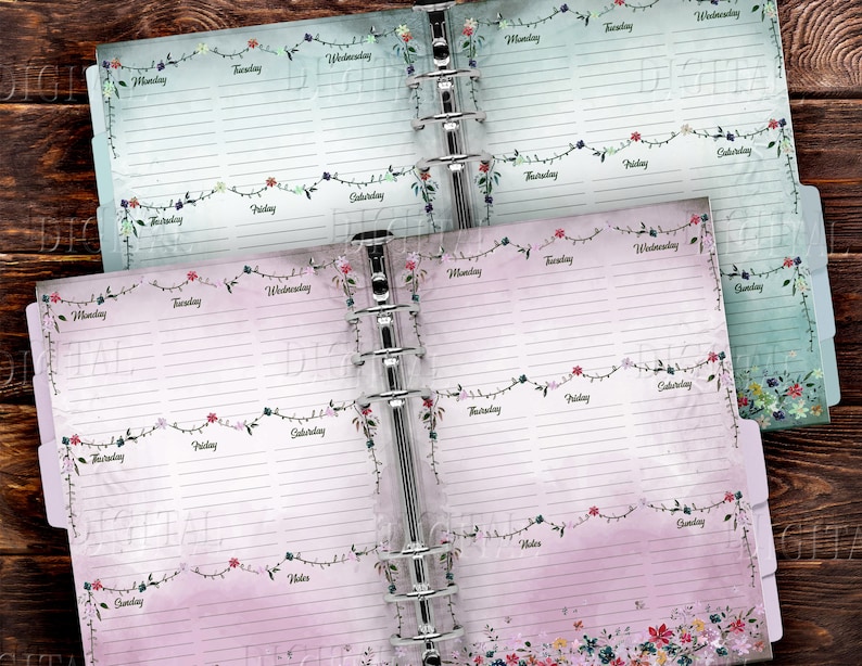 Floral Dateless Planner Printable: A5 Half Letter Size (digital PDF) - Etsy