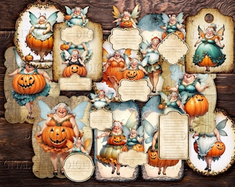 Fairies of the Pumpkin Patch Ephemera, 100 Printable Tags, and Labels