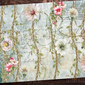 Antique Junk Journal Kit, 10 Digital Pages, Instant Download, Floral Paper,  PDF