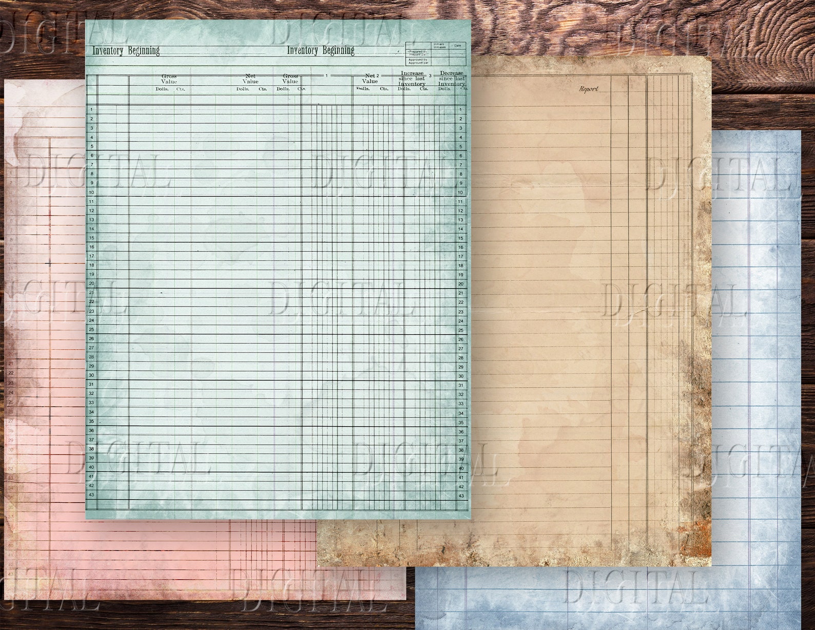 Printable Ledger Paper 15 Ledger Junk Journal Pages Old Etsy