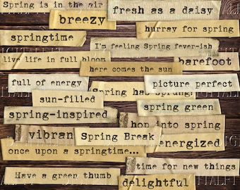 Spring Words & Phrases, Digital Springtime Words, Scrap Journal Ephemera, Instant Download,  JPG